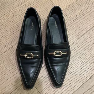 Anine Bing Leather Chain Link Accent Loafers